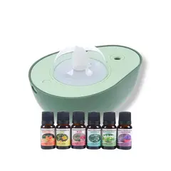 GENERICO - Pack Humidificador Forma de Palta más 6 Esencias Aromáticas