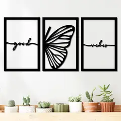ELAB PROPIA - Set 3 Cuadros Good Vibes 40x27 c.u. - Madera Fun Republic