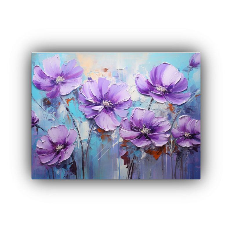 GENERICO - Pintura Floral En Lienzo Con Colores Púrpura Y Cian Para De 120x80cm