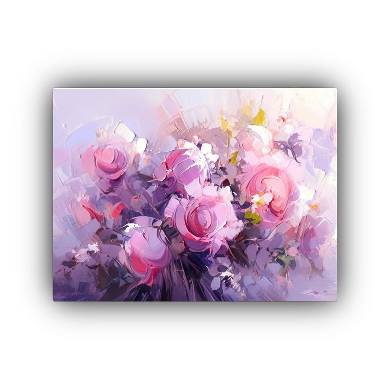GENERICO - Pintura De Flores Púrpuras Y Rosadas En Lienzo Para Decorar 120x80cm