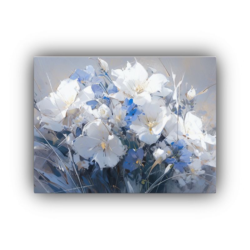 GENERICO - Pintura Flores Plateadas En Lienzo Estilo Decorativo De Pare 120x80cm