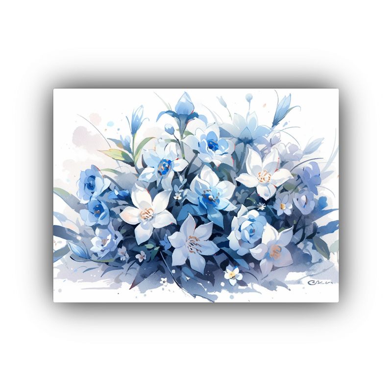 GENERICO - Pintura De Flores Acuarelas En Lienzo Estilo Decorativo 120x80cm