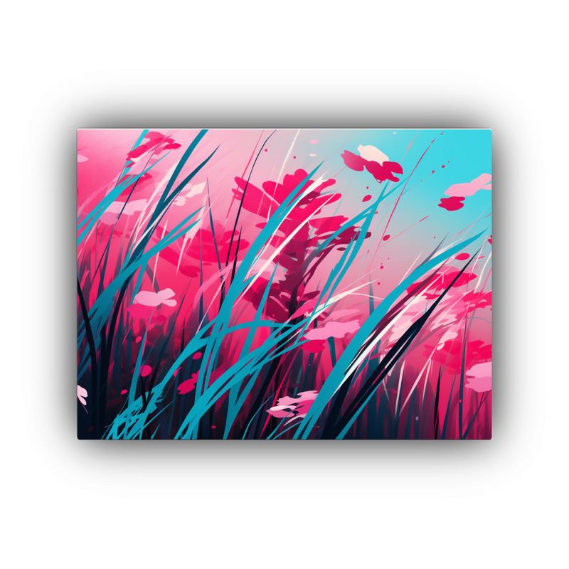 GENERICO - Pintura Acuarela De Esquema De Reed Grass En Turquesa Y Rosa 120x80cm