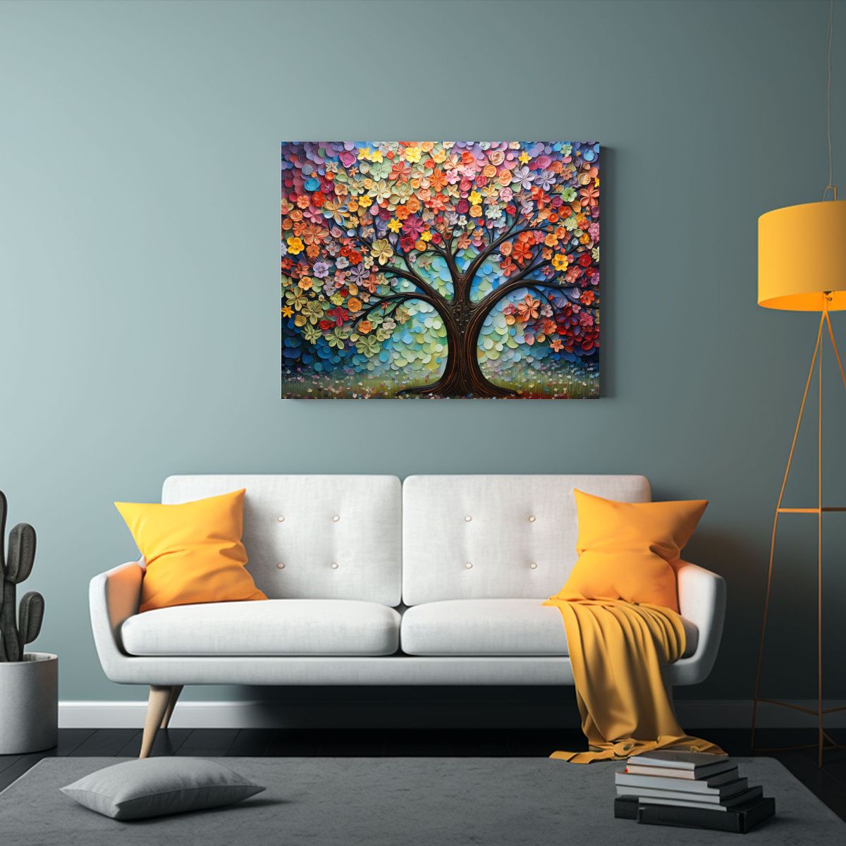 GENERICO - Pintura Sobre Lienzo Escenario Decorativo Con Flores De Til 120x80cm