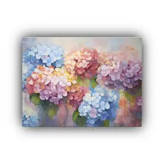 GENERICO - Pintura Abstracta De Hortensias En Tonos Cálidos Con Alta D 120x80cm