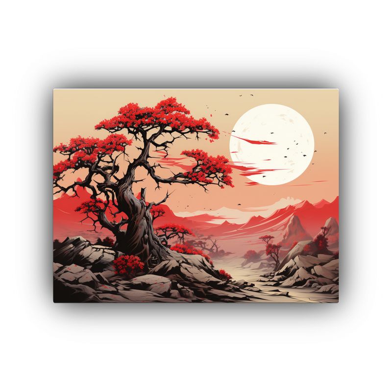 GENERICO - Pintura De Pared Joshua Tree En Rojo Estilo Neonoir Y Neo  120x80cm