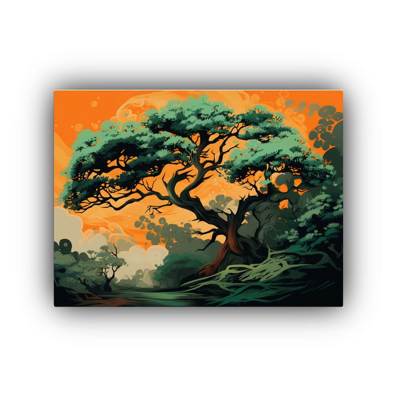GENERICO - Cuadro Tela En Bastidor Galería Árbol De Enebro En Colores 120x80cm