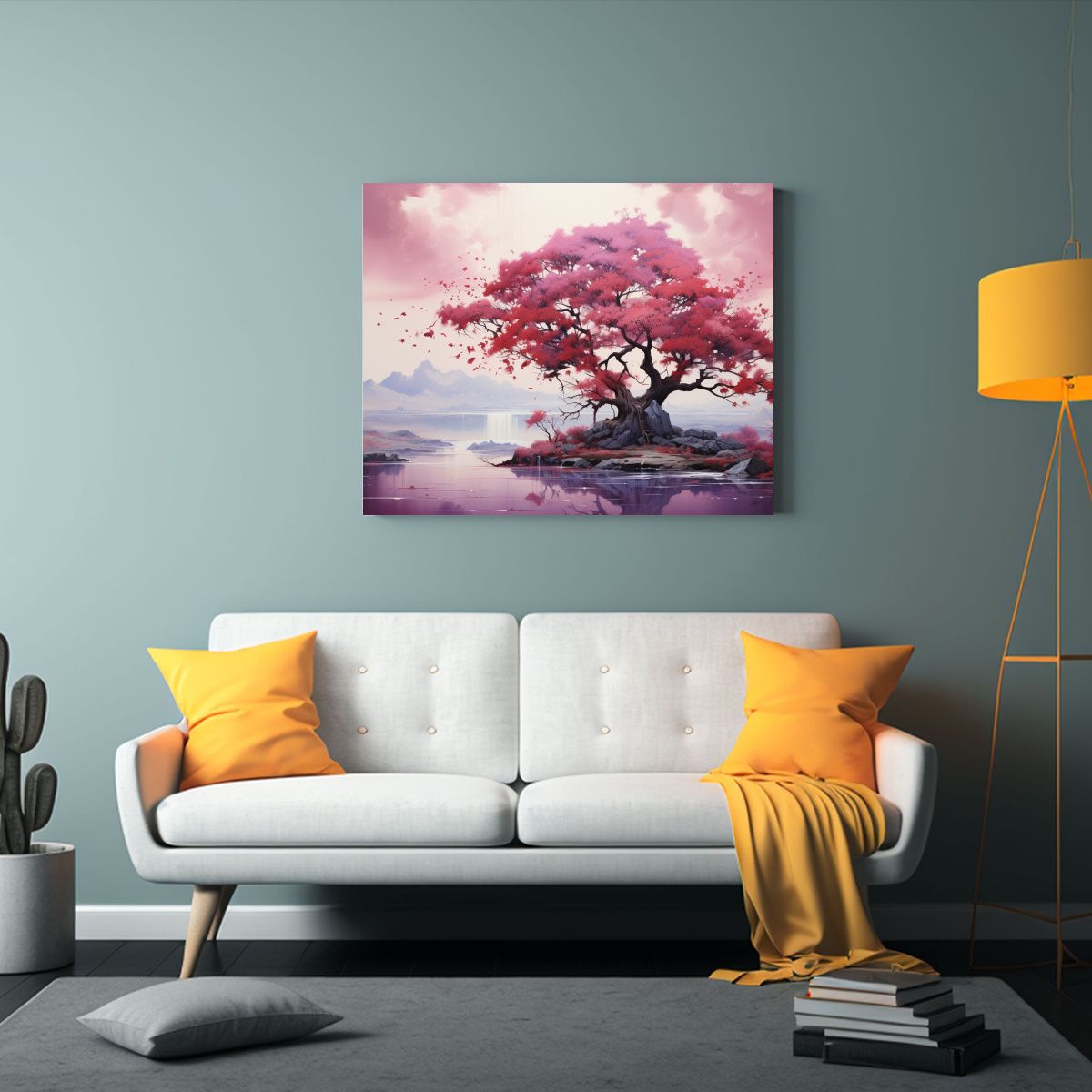 GENERICO - Cuadro Fotografía Dormitorio Árbol De Junípero Rojo Y Ros 120x80cm