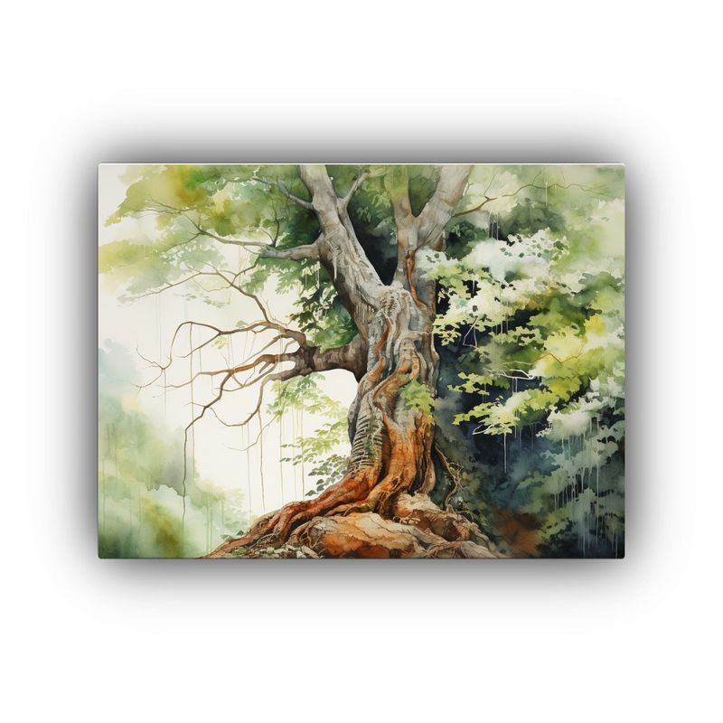 GENERICO - Cuadro Abstracto Horizontal De Un Árbol Kauri En Acuarelas 120x80cm