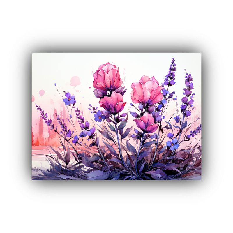 GENERICO - Cuadro Tonos Únicos Lavanda Hierbas En Colores Rosa Atmosfe 120x80cm