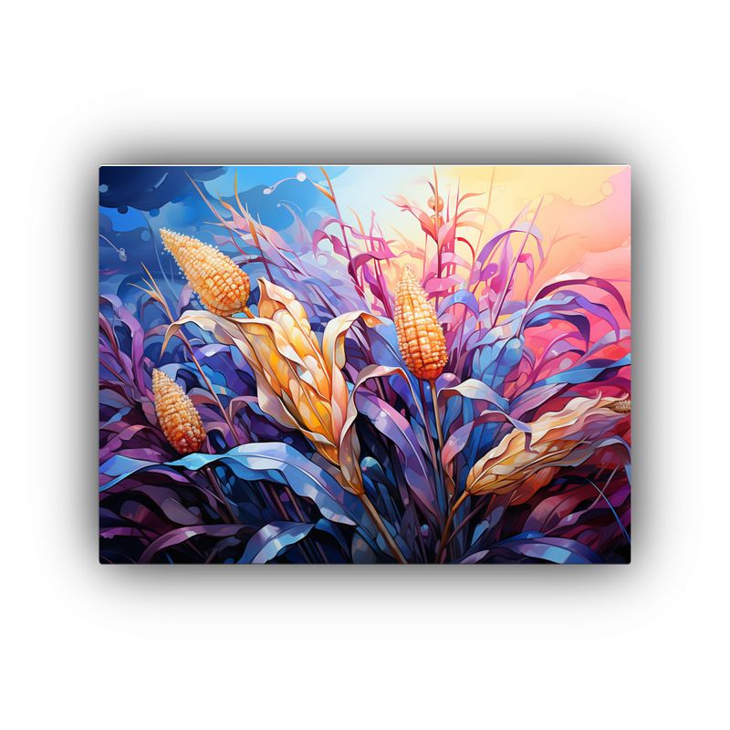 GENERICO - Pinturas Decorativas Modernas De Maíz En Tonos Morado Y Azu 120x80cm