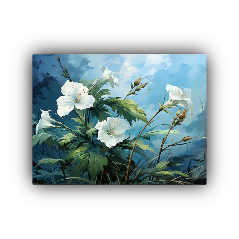 GENERICO - Pinturas Decorativas En Colores Blancos Y Hierbas Mint En At 120x80cm