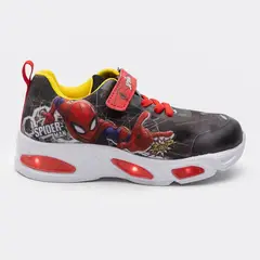 MARVEL - Zapatilla Con Luces Niño Spiderman Negro