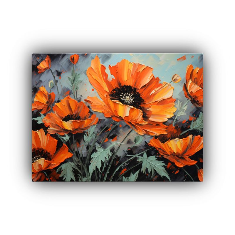 GENERICO - Pintura Floral En Lienzo Moderno En Colores Naranja Y Negro 120x80cm