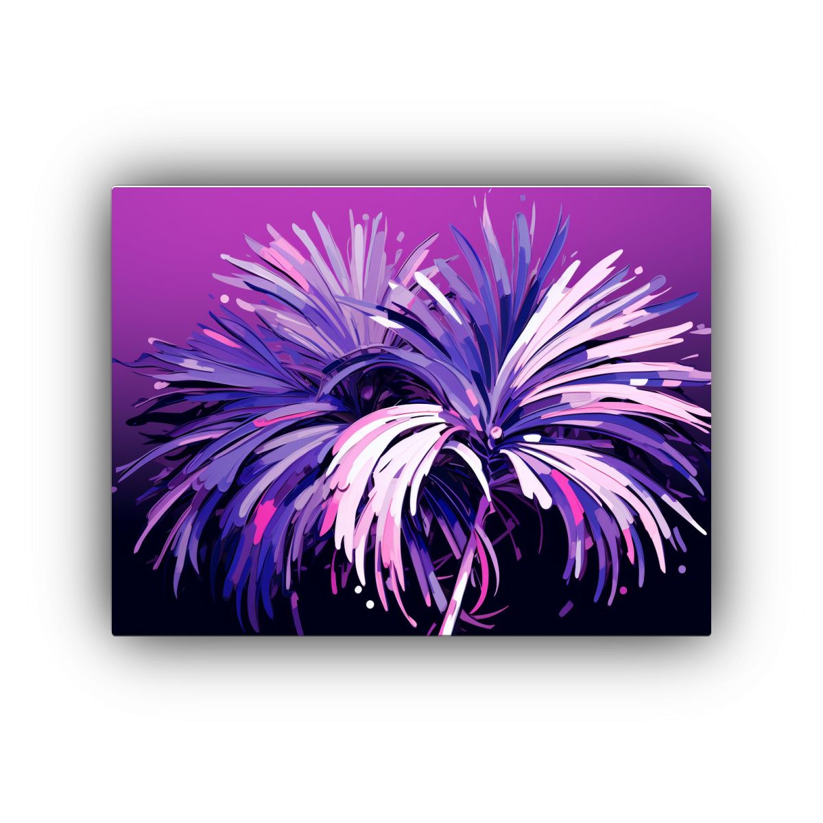 GENERICO - Cuadro De Lienzo Palmera Morada En Atmósfera Neonoir Y Est 120x80cm