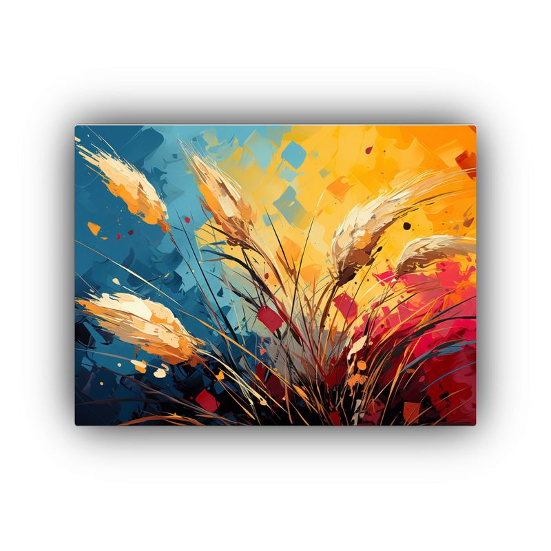 GENERICO - Pinturas Decorativas De Baño Con Pampas Amarillas Y Rojas E 120x80cm