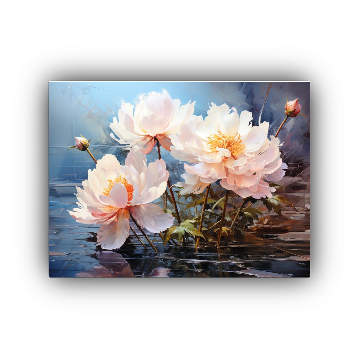 GENERICO - Pintura Abstracta De Amapolas En Colores Blancos Arte Dibujo 120x80cm