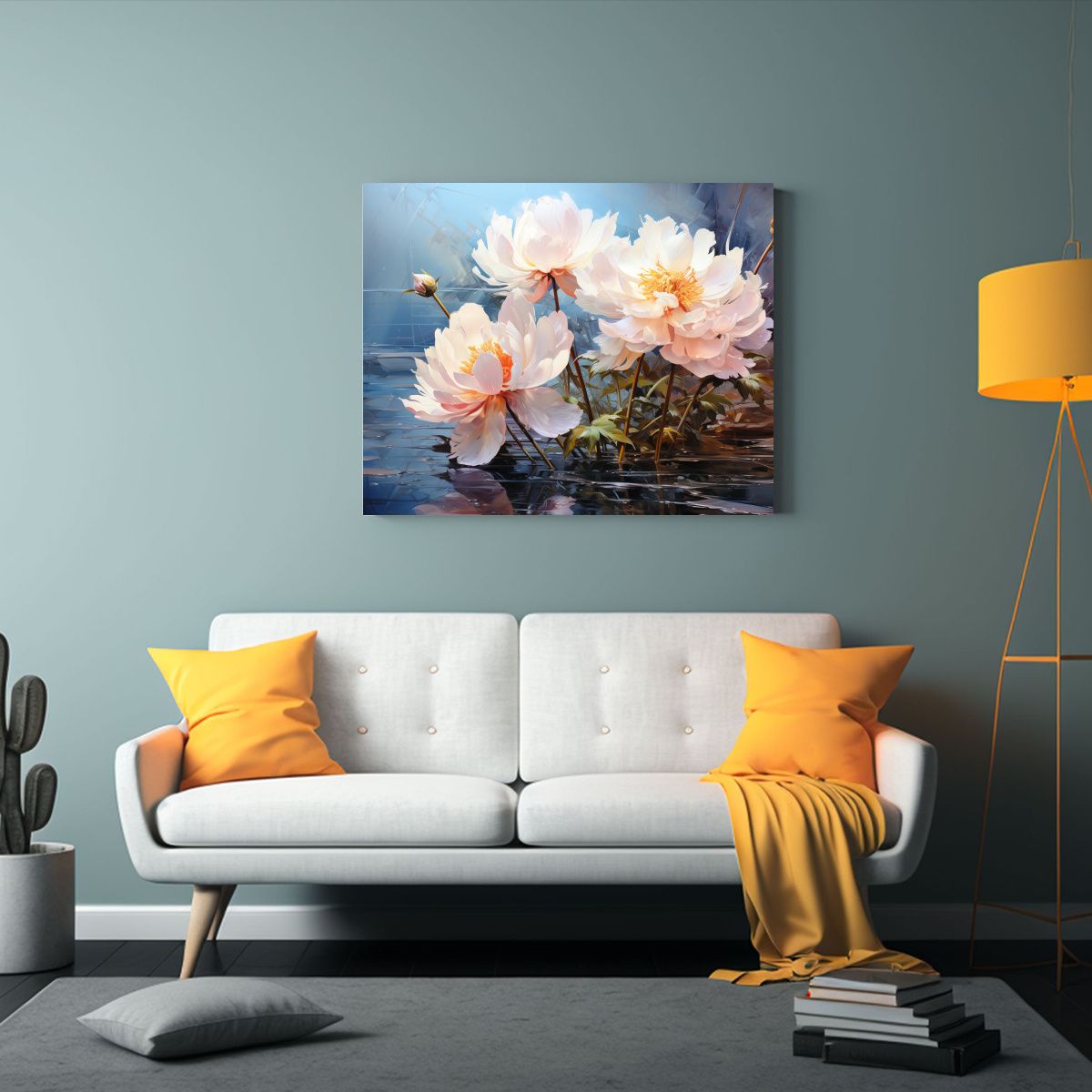 GENERICO - Pintura Abstracta De Amapolas En Colores Blancos Arte Dibujo 120x80cm