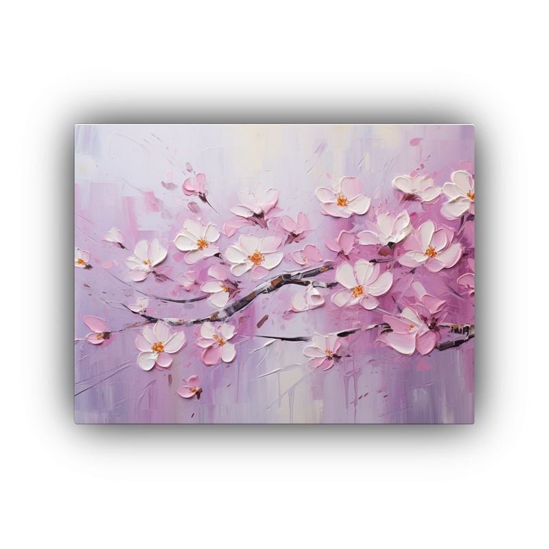 GENERICO - Pintura En Lienzo De Flores En Tonos Rosados Estilo Galería 120x80cm