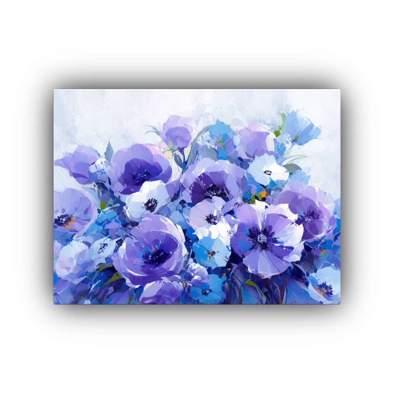 GENERICO - Cuadro Enigmático De Flores Púrpuras Y Azules En Lienzo 120x80cm