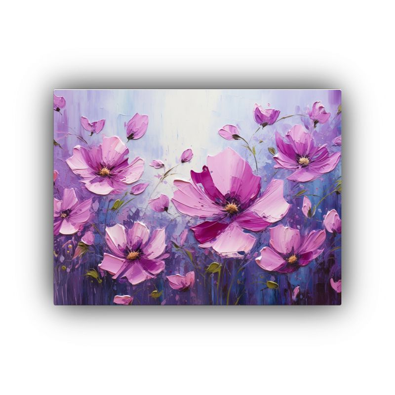 GENERICO - Pintura De Flores Púrpuras Y Magentas En Lienzo Para Decora 120x80cm