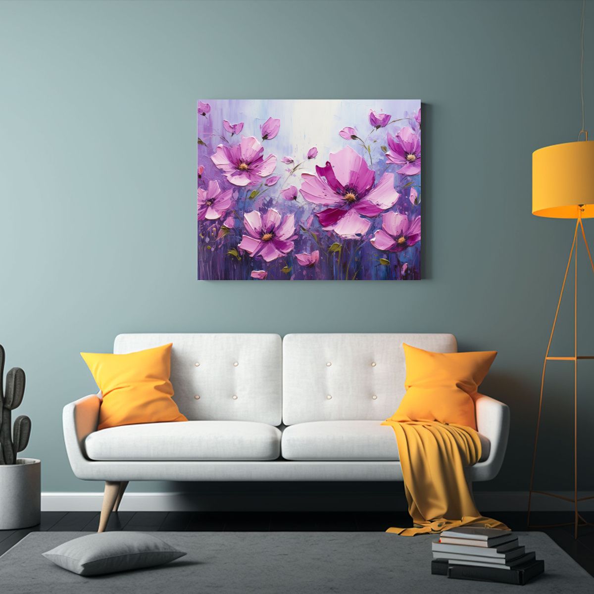 GENERICO - Pintura De Flores Púrpuras Y Magentas En Lienzo Para Decora 120x80cm