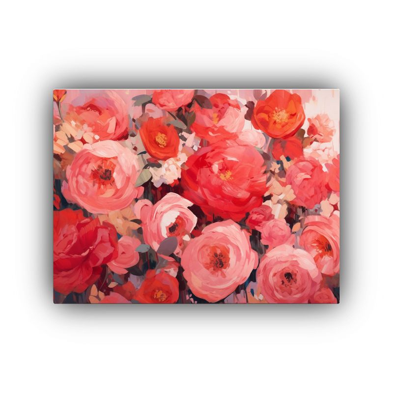 GENERICO - Pintura De Flores Rojas Y Rosas En Lienzo De Tela Para Decor 120x80cm