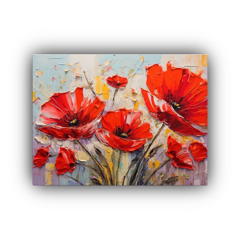 GENERICO - Cuadro Arte Fotografía Moderna Rojo Flores En Lienzo Estilo 120x80cm