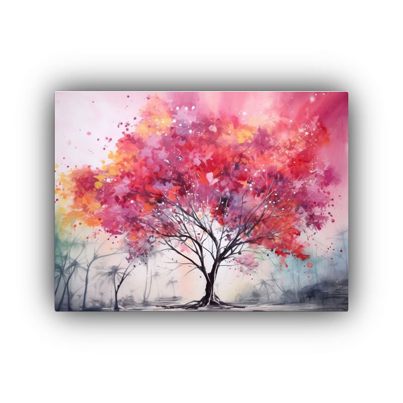 GENERICO - Pintura Abstracta Acuarela árbol Tropical Rosa Colores Aleg 120x80cm