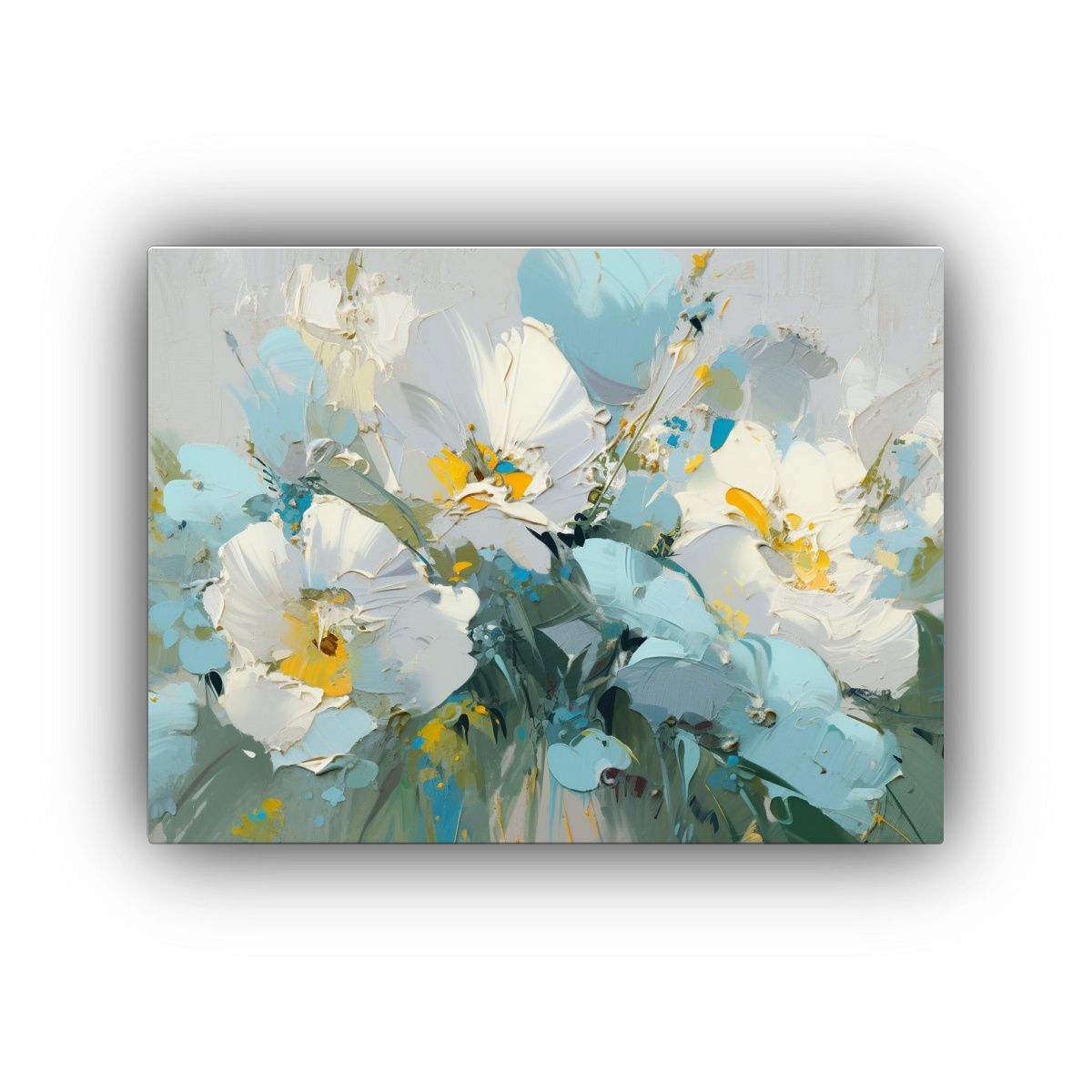 GENERICO - Cuadro En Lienzo Con Flores Turquesa En Estilo Creativo 120x80cm