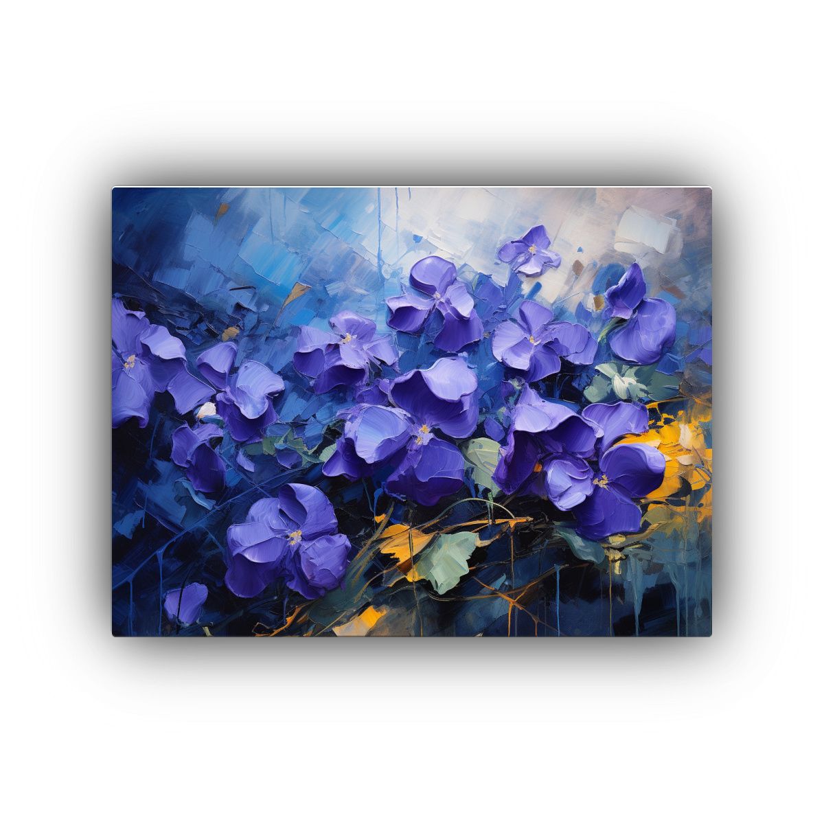 GENERICO - Pintura Abstracta Detallada De Flores Violetas En óleo 120x80cm