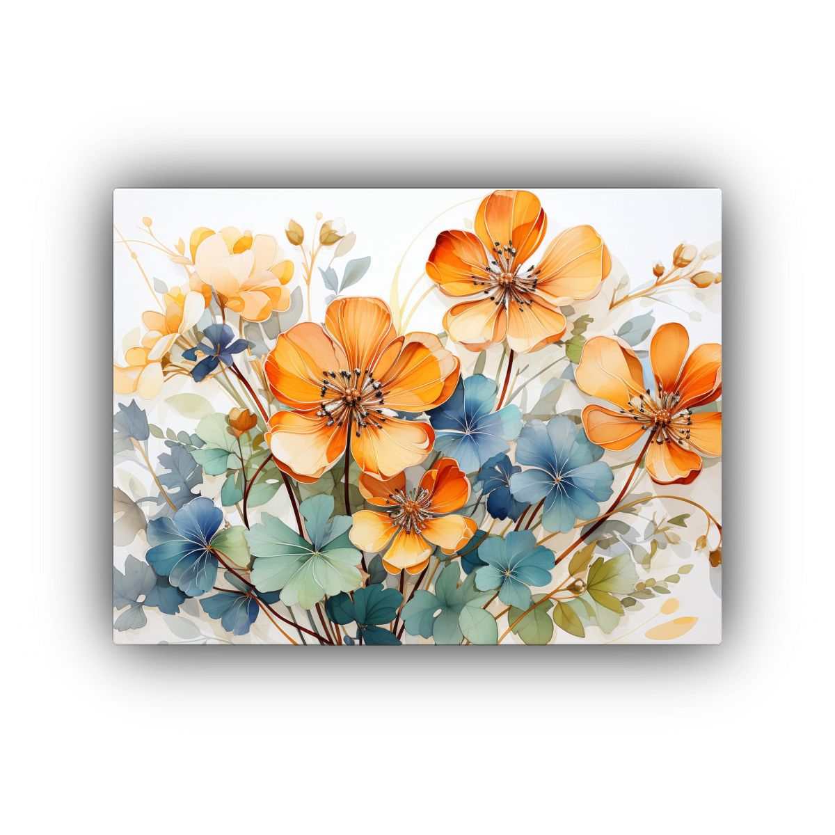 GENERICO - Venta De Composición Minimalista De Flores Violeta Amarill 120x80cm