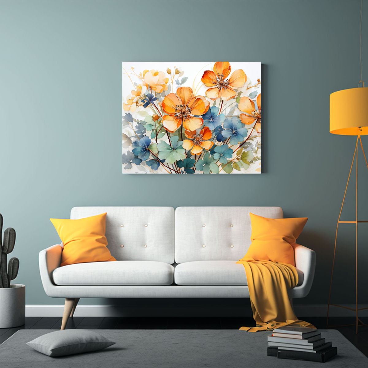 GENERICO - Venta De Composición Minimalista De Flores Violeta Amarill 120x80cm