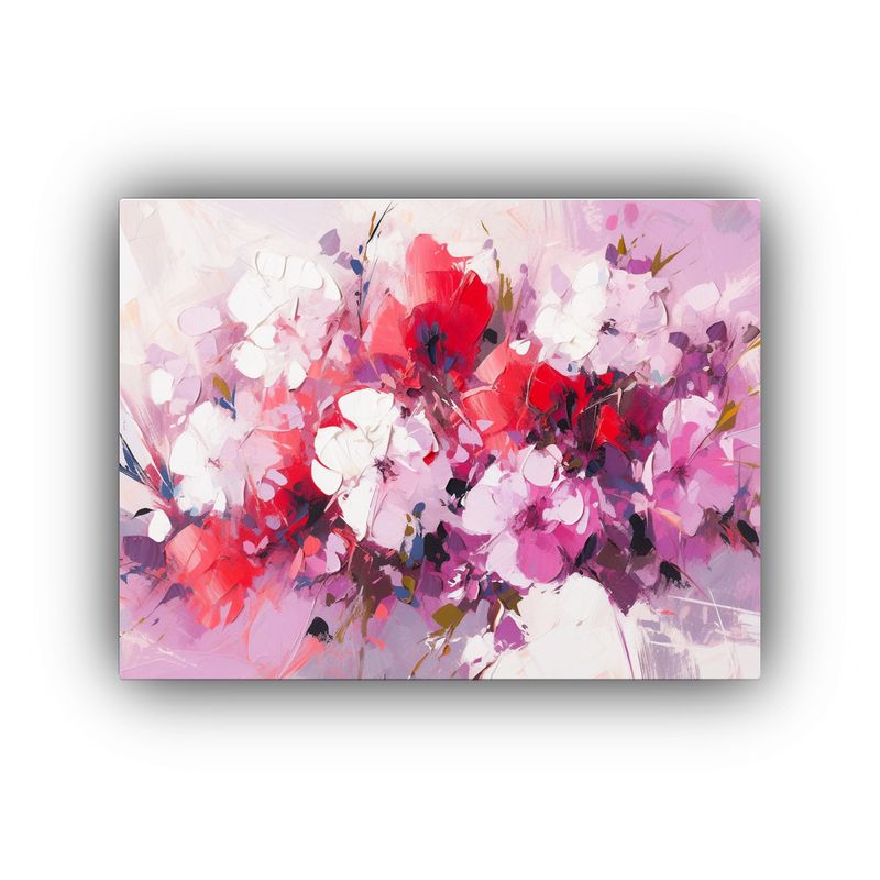 GENERICO - Cuadro Flores En Tela Vanguardia Linda A Blanco Y Magenta En 120x80cm