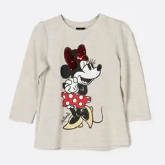 DISNEY - Polera Manga Larga Niña Minnie Gris Melange