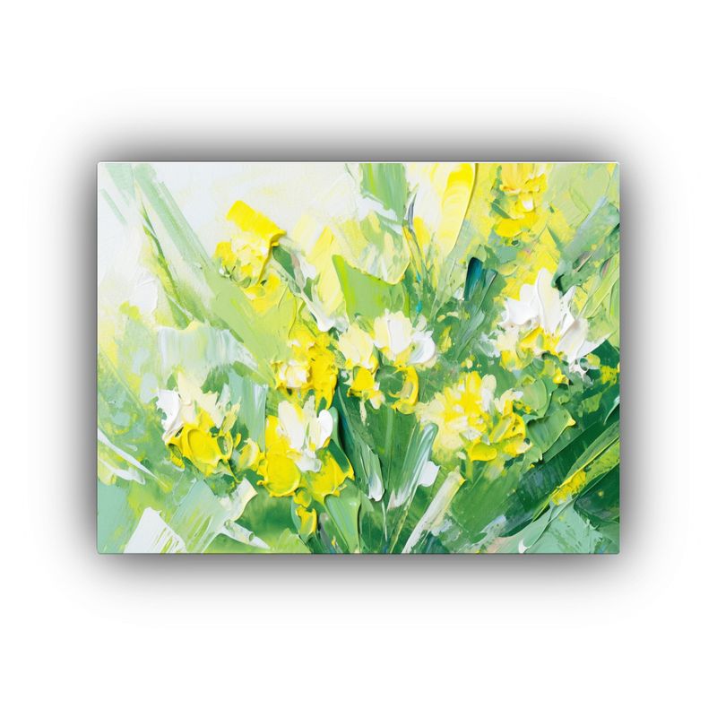 GENERICO - Flores Amarillas Y Verdes En Lienzo Para Decoración Con Ton 120x80cm