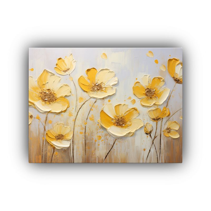 GENERICO - Lienzo Decorativo Elegante Flores Amarillas Y Doradas En Lie 120x80cm
