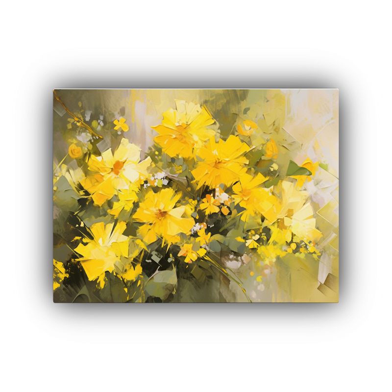 GENERICO - Pintura En Lienzo De Flores Amarillas En Estilo Decorativo 120x80cm
