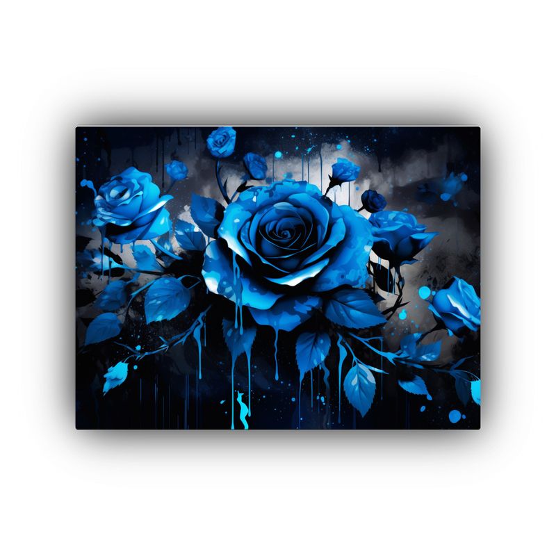 GENERICO - Venta Mural Negro Y Azul Estilo Neonoir Atmósfera De Deco 120x80cm