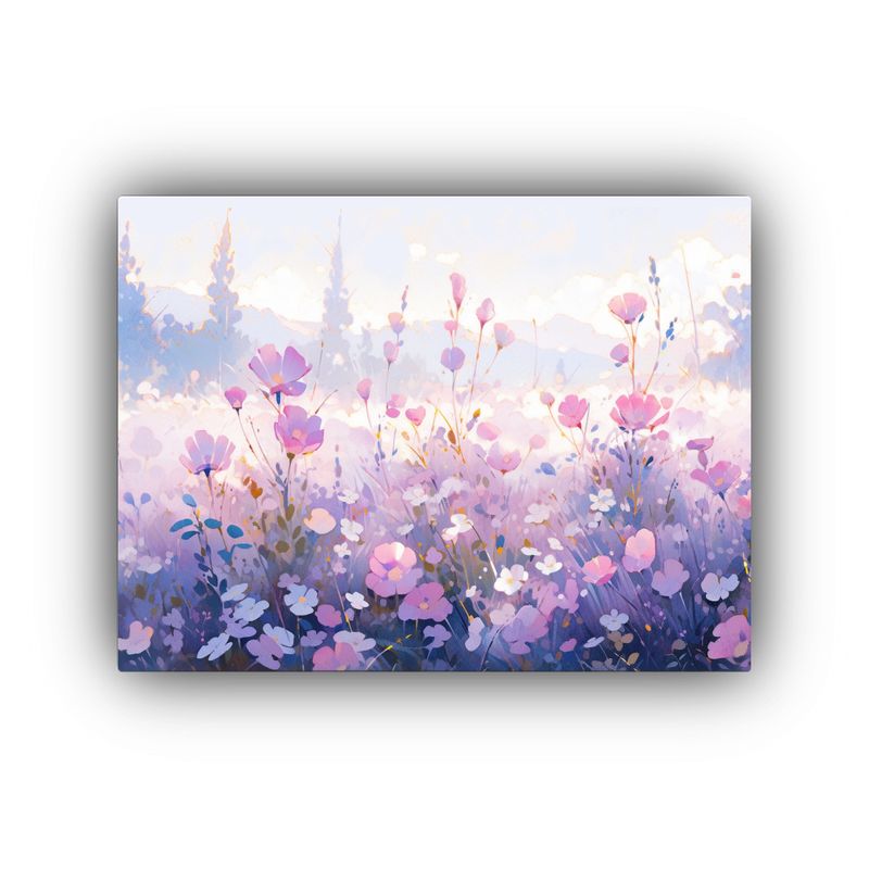 GENERICO - Pintura Flor De Poder En Tonos Púrpura Y Rosa En Lienzo 120x80cm