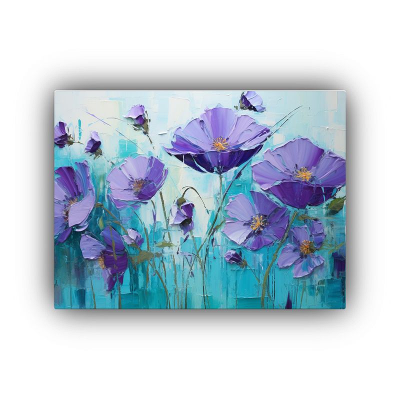 GENERICO - Pintura En Lienzo Minimalista De Flores En Colores Morado Y  120x80cm