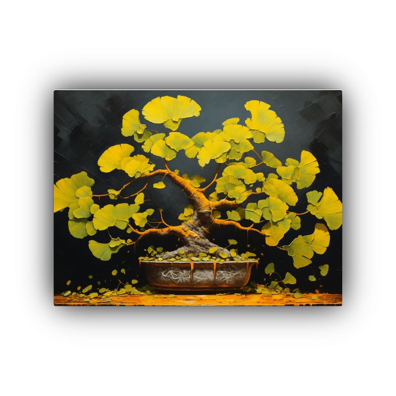 GENERICO - Pintura Abstracta De Ginkgo Biloba En Bonsái De Alta Detall 120x80cm