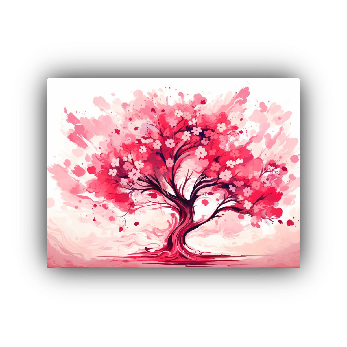 GENERICO - Cuadro Abstracto De Un árbol De álamo En Colores Rojo Y Ro 120x80cm