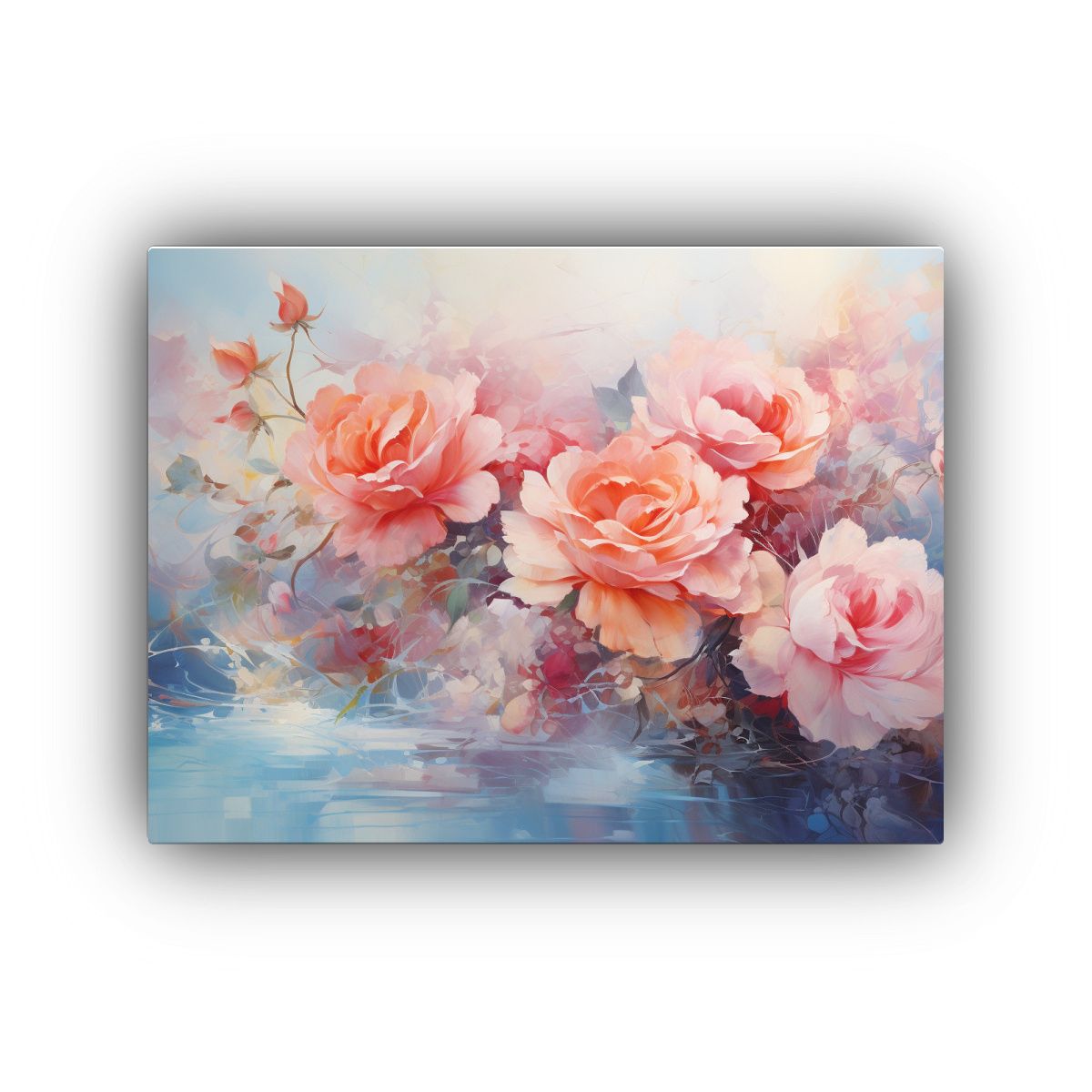 GENERICO - Cuadro Abstracto Moderno Con Intensos Colores Pastel Y Rosas 120x80cm