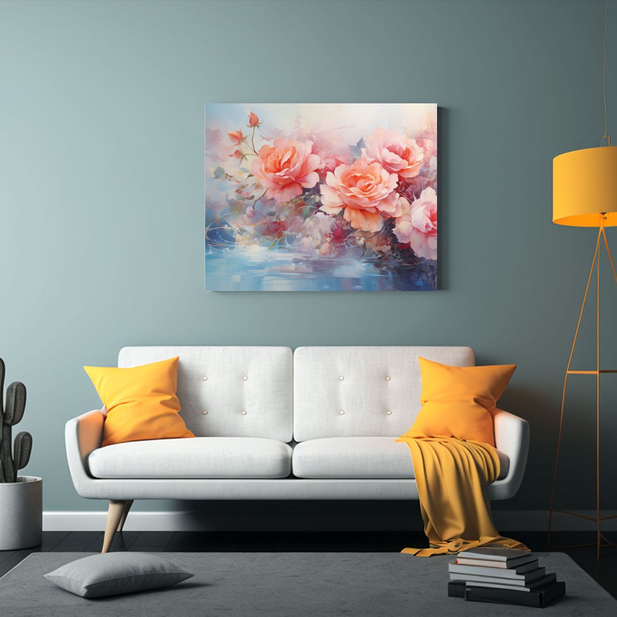 GENERICO - Cuadro Abstracto Moderno Con Intensos Colores Pastel Y Rosas 120x80cm