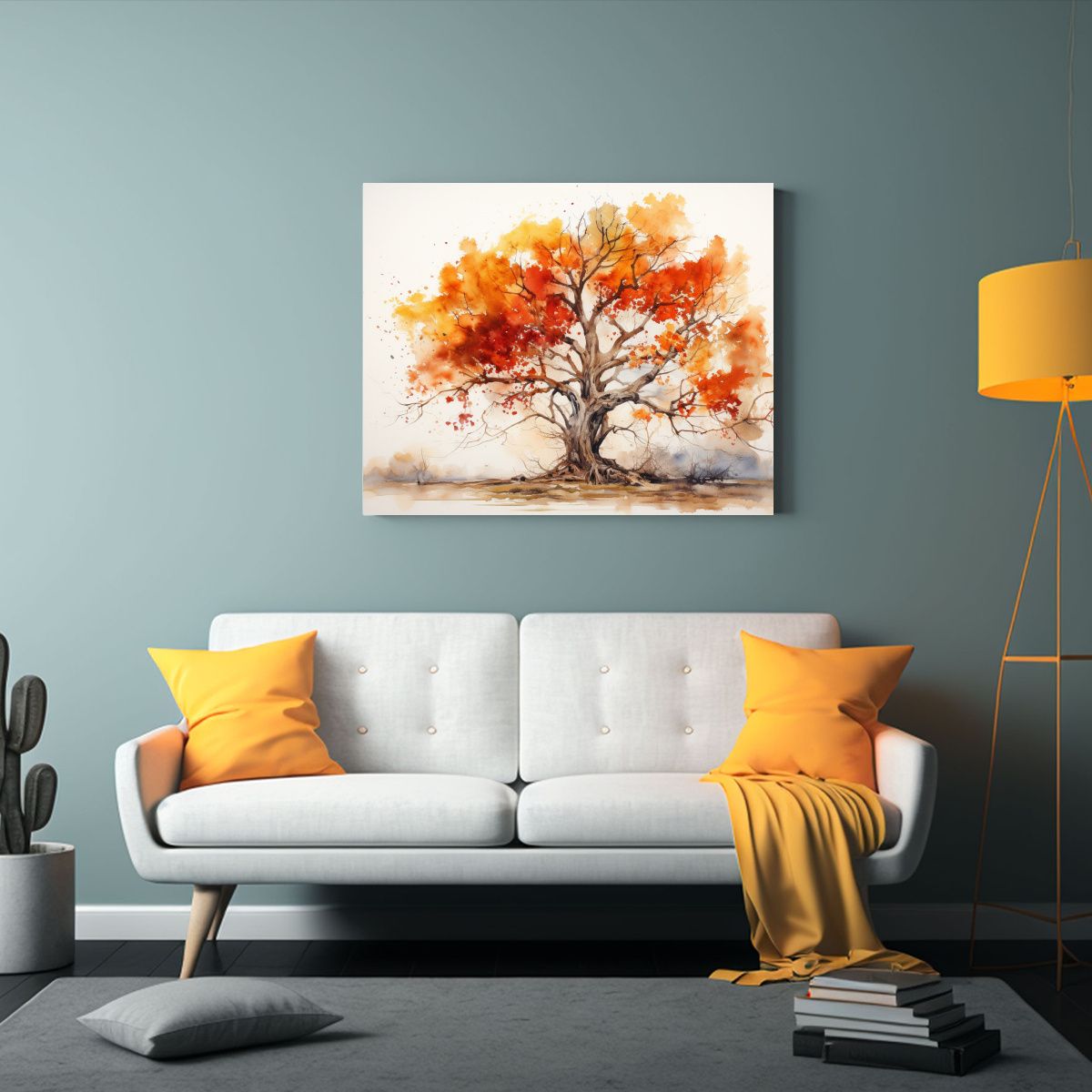 GENERICO - Pintura Abstracta En Tonos Rojo Y Naranja De Un Roble Sensi 120x80cm