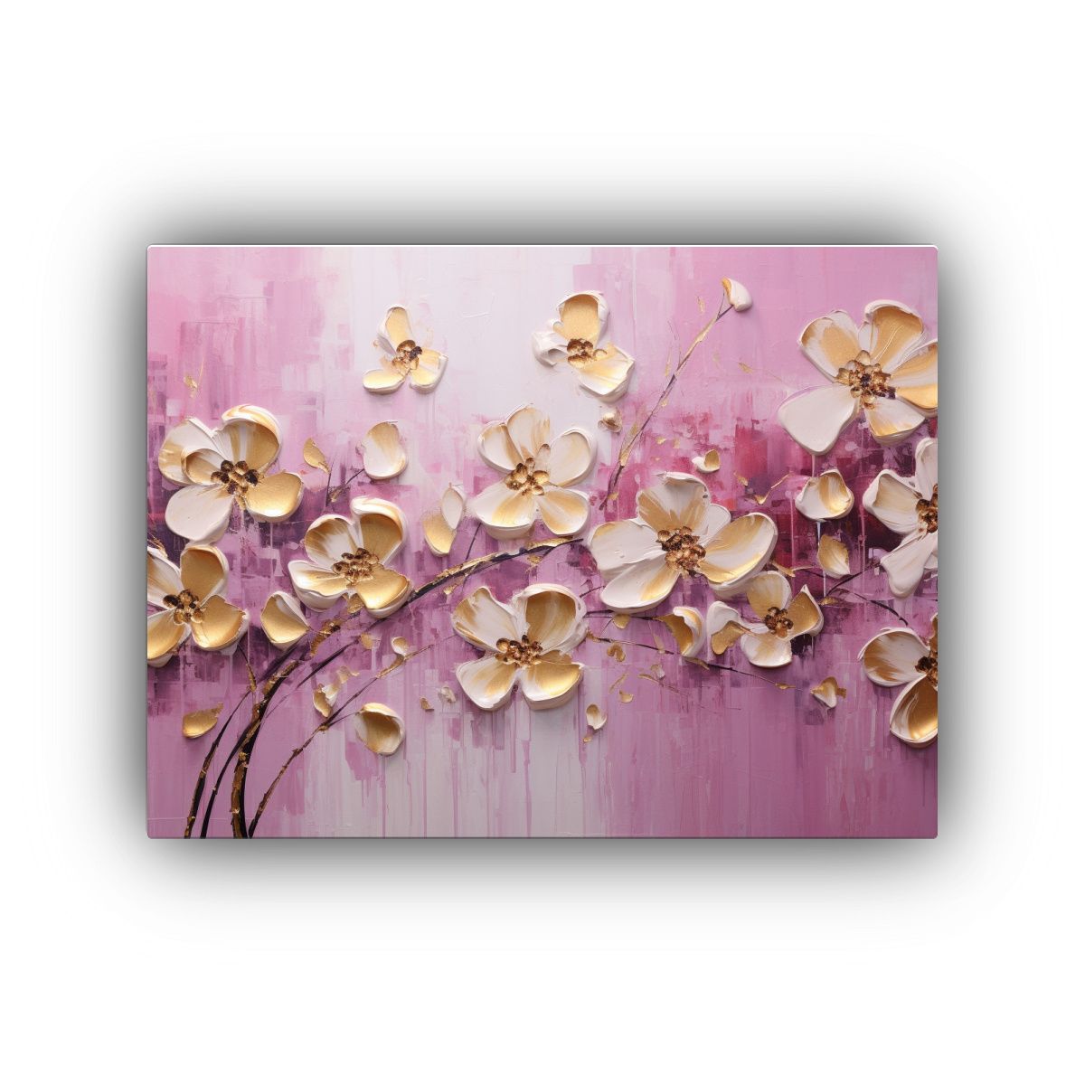 GENERICO - Cuadro Movimiento Baño Pintura En Lienzo Con Flores En Col 120x80cm