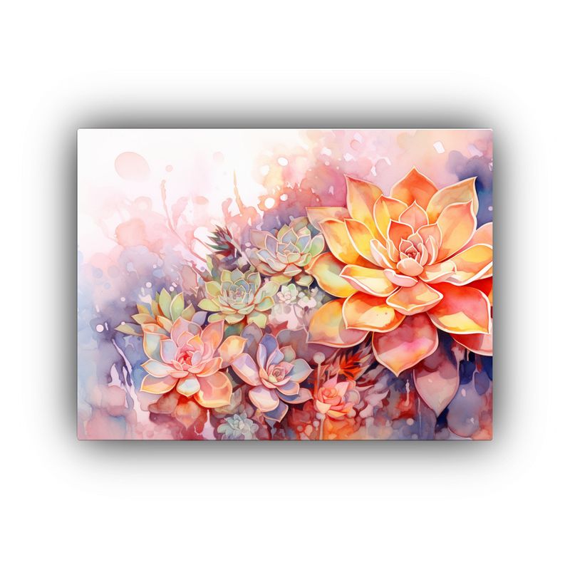 GENERICO - Pinturas Abstractas De Suculentas Y Flores En Colores Naranj 120x80cm