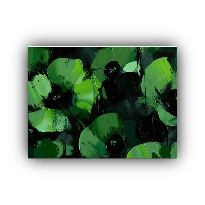 GENERICO - Pintura En Lienzo De Flores En Colores Verde Y Negro Para De 120x80cm