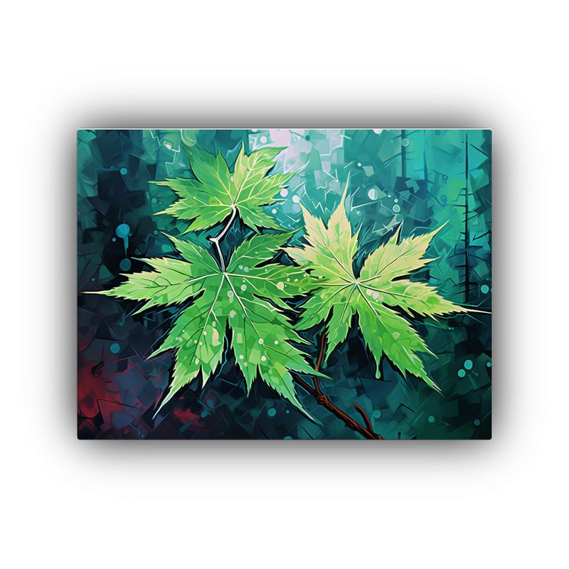GENERICO - Pinturas Decorativas Con Hojas De Arce Verde En Atmósfera N 120x80cm